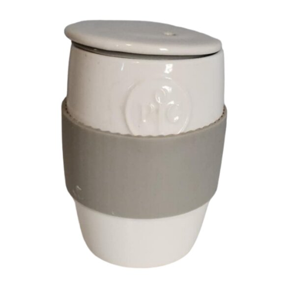 EUC Pampered Chef 20C Microwave Egg Cooker Ceramic Large 16oz Sleeve & Lid - Picture 1 of 1